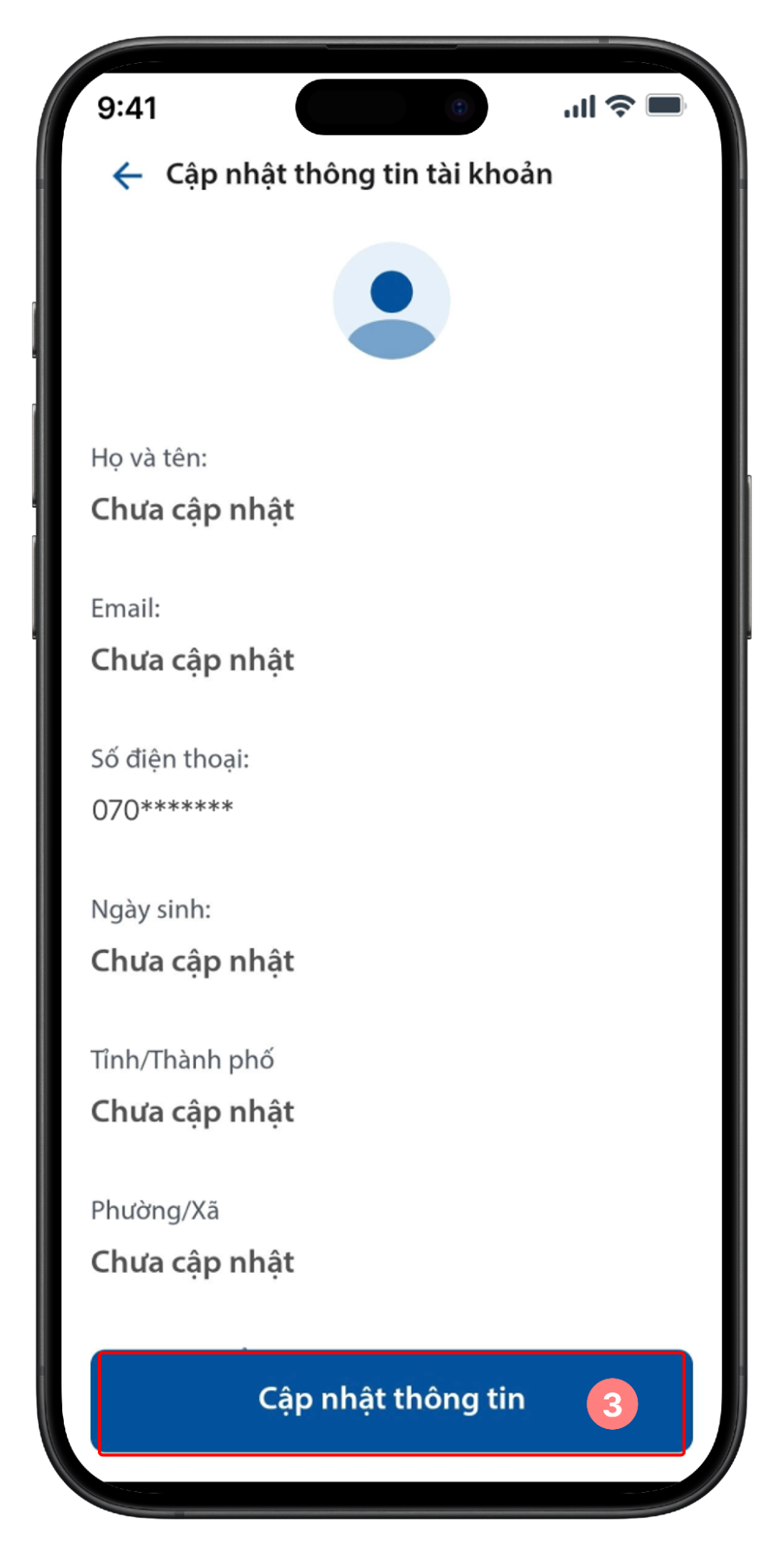 Cập nhật thông tin tài khoản - Xem thông tin