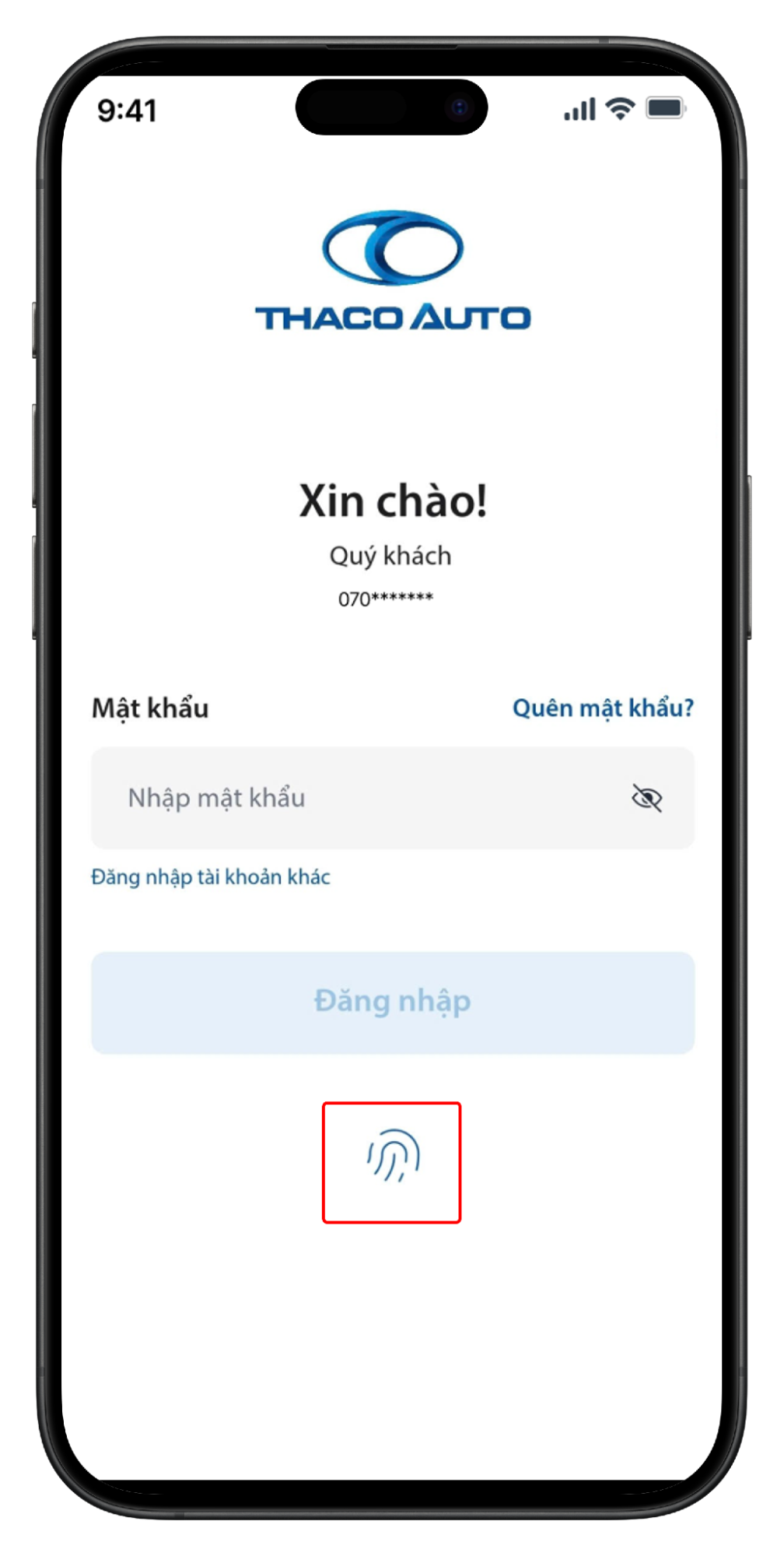 Đăng nhập bằng vân tay