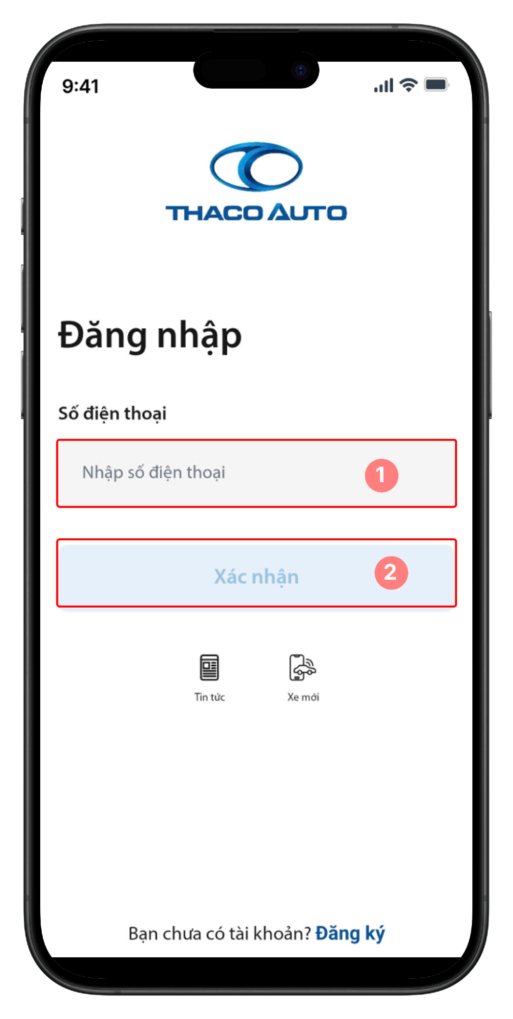 Màn hình đăng nhập - Nhập số điện thoại
